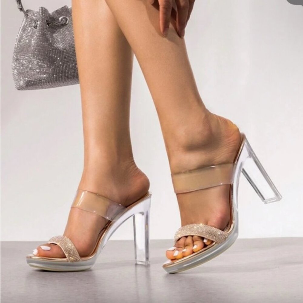 Elegant Clear Strap Heels
